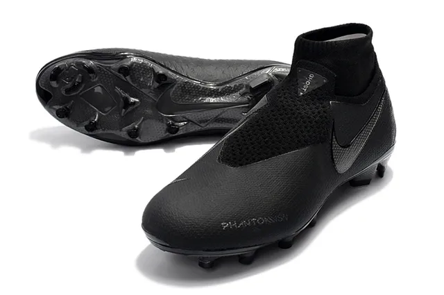 Nike Preto High-Cut Sock-Fit Collar Textured Synthetic Upper Firm-Ground Sapatos de futebol 8