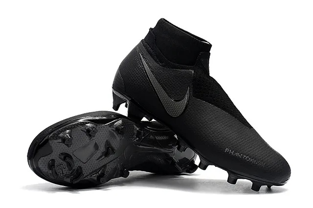 Nike Preto High-Cut Sock-Fit Collar Textured Synthetic Upper Firm-Ground Sapatos de futebol 9