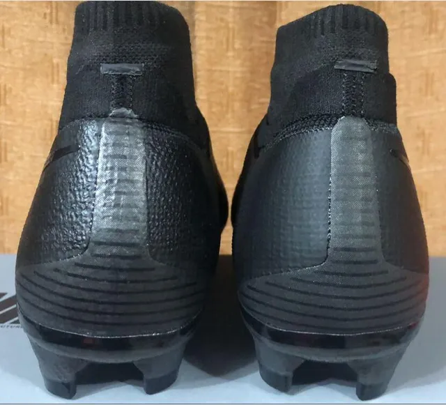 Nike Preto High-Cut Sock-Fit Collar Textured Synthetic Upper Firm-Ground Sapatos de futebol 13