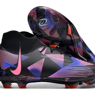 Nike Black Multicolor High-Cut Sock-Fit Collar Firm-Ground Soccer Shoes