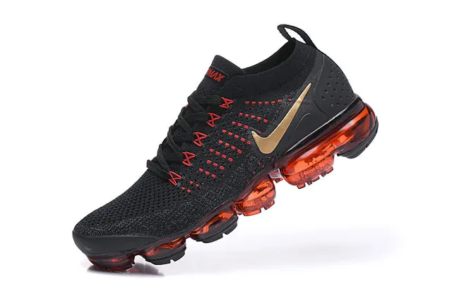 Nike Black Red Flyknit Upper Visible Air Cushioning Running Shoes 5