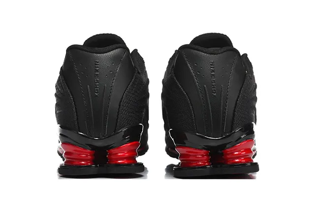 Nike Black Red Knit Upper Exposed Spring Cushioning Running Shoes 4