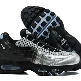 Nike Black Silver Layered Mesh And Synthetic Upper Metallic Panel Lifestyle Sneakers