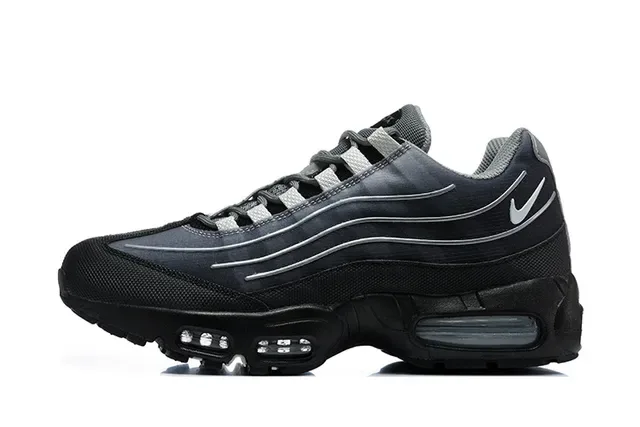 Nike Black Silver Layered Mesh And Synthetic Upper Metallic Panel Lifestyle Sneakers 24