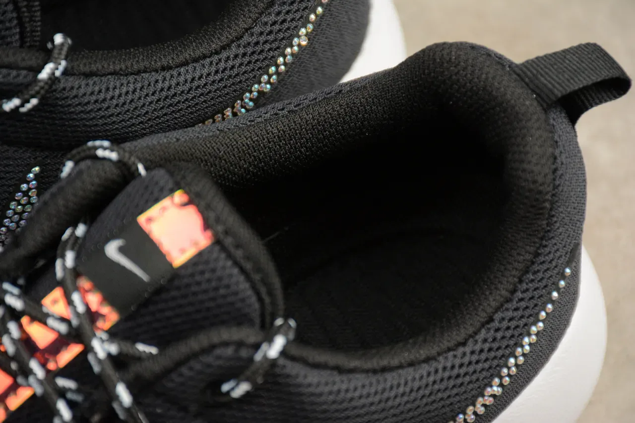 Nike Black White Knit Upper Rhinestone-Embellished Swoosh Lifestyle Sneakers 7