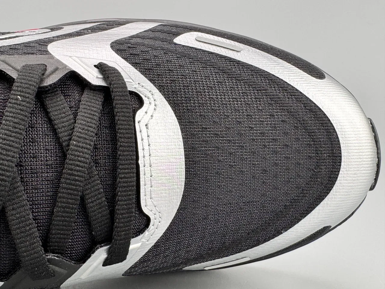 Nike Black White Layered Wave-Shaped Synthetic Cage Open Mesh Upper Sneakers 2