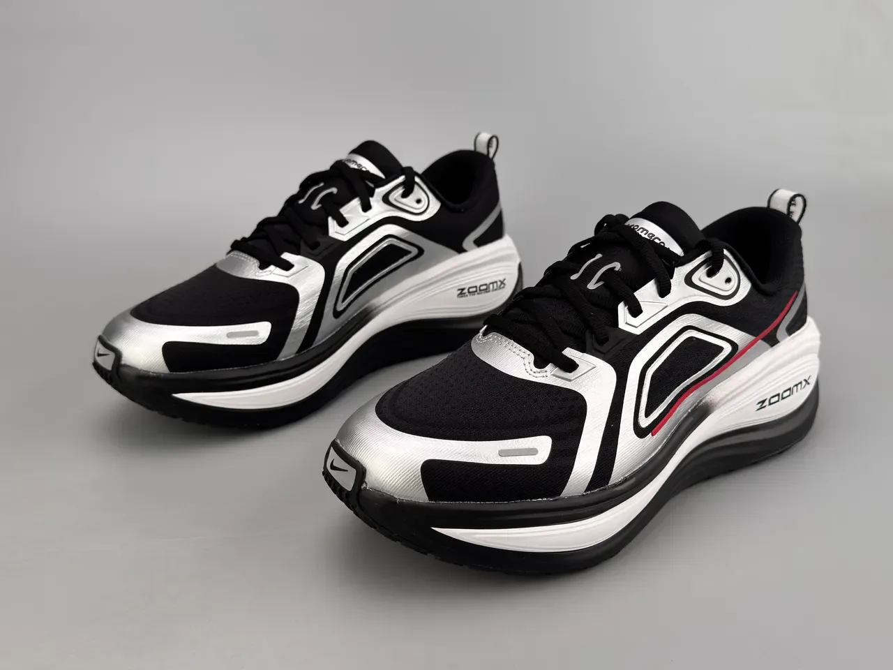 Nike Black White Layered Wave-Shaped Synthetic Cage Open Mesh Upper Sneakers 5