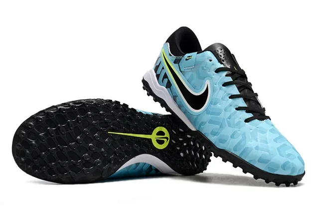 Nike Blue Black Textured Synthetic Upper Hexagonal Embossed Pattern Turf Soccer Shoes 4