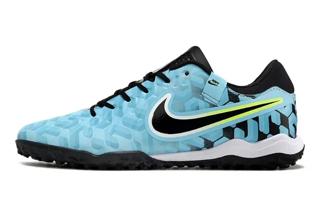 Nike Blue Black Textured Synthetic Upper Hexagonal Embossed Pattern Turf Soccer Shoes 6