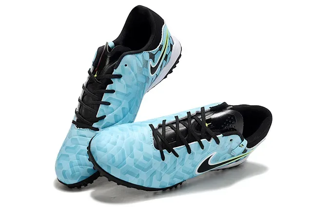 Nike Blue Black Textured Synthetic Upper Hexagonal Embossed Pattern Turf Soccer Shoes 7