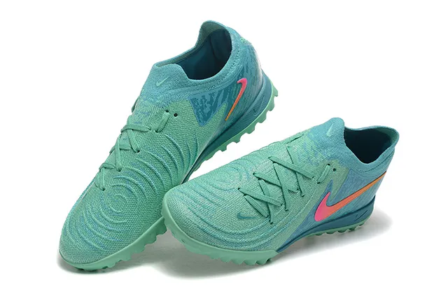 Nike Blue Green Knit Upper Gradient Swoosh Turf Soccer Shoes 3