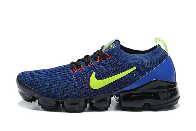 Nike Tênis de corrida com upper de knit azul e verde Air Cushioning visível 2