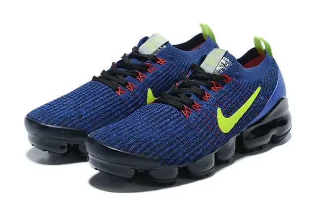Nike Tênis de corrida com upper de knit azul e verde Air Cushioning visível 3