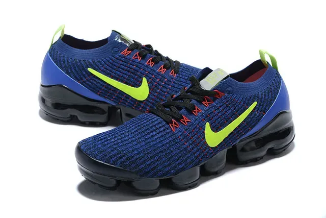 Nike Tênis de corrida com upper de knit azul e verde Air Cushioning visível 6