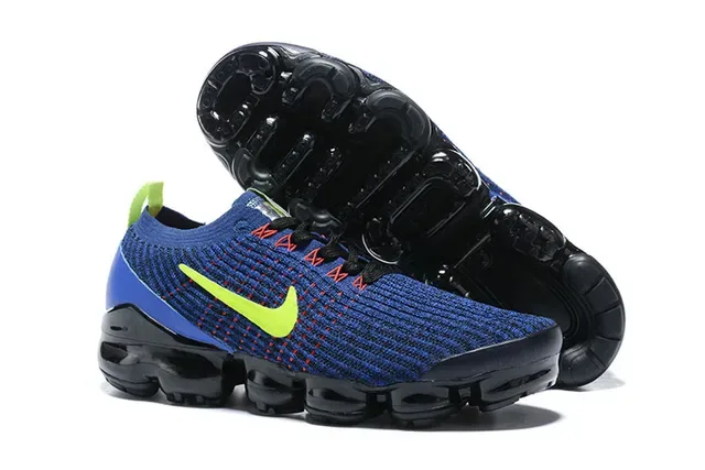 Nike Tênis de corrida com upper de knit azul e verde Air Cushioning visível 7