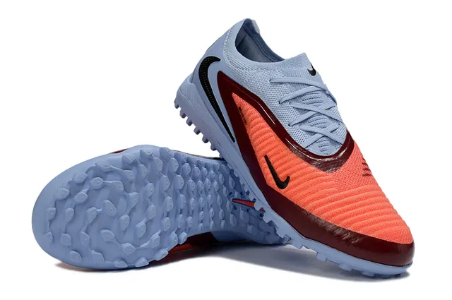 Nike Chaussures de football pour pelouse artificielle bleu orange à coupe basse avec upper en maille et overlay de cage synthétique 3