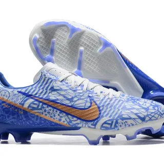 Nike Blue Orange Low-Cut Molded-Stud Cleat Graphic Upper Firm-Ground Soccer Shoes
