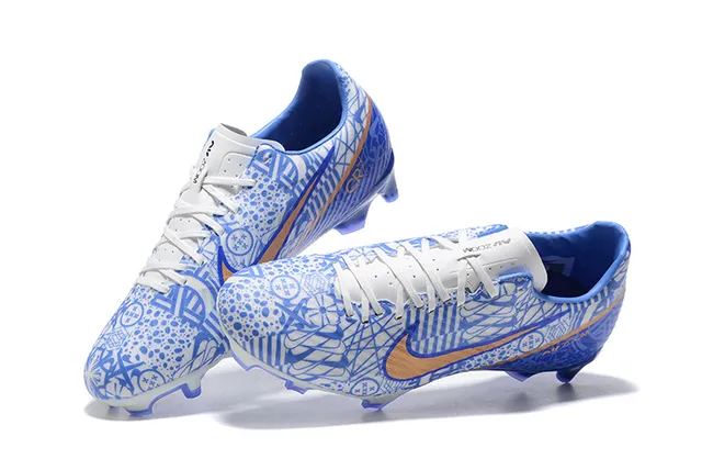 Nike Blue Orange Low-Cut Molded-Stud Cleat Graphic Upper Firm-Ground Soccer Shoes 2