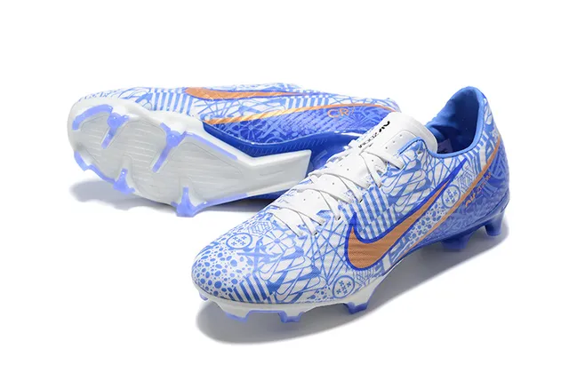 Nike Blue Orange Low-Cut Molded-Stud Cleat Graphic Upper Firm-Ground Soccer Shoes 7