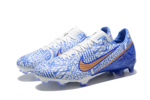 Nike Blue Orange Low-Cut Molded-Stud Cleat Graphic Upper Firm-Ground Soccer Shoes 8