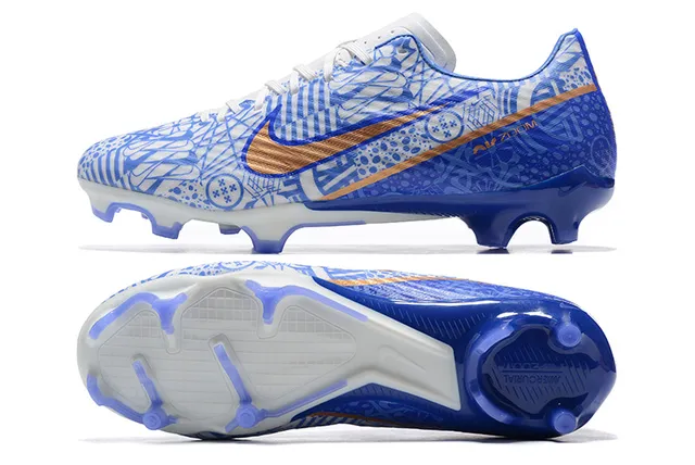 Nike Blue Orange Low-Cut Molded-Stud Cleat Graphic Upper Firm-Ground Soccer Shoes 9