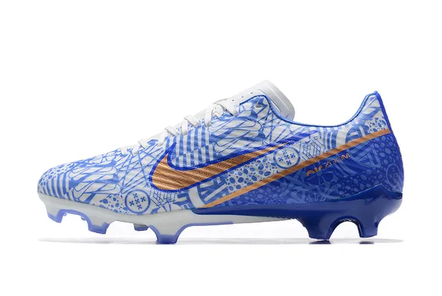 Nike Blue Orange Low-Cut Molded-Stud Cleat Graphic Upper Firm-Ground Soccer Shoes 10