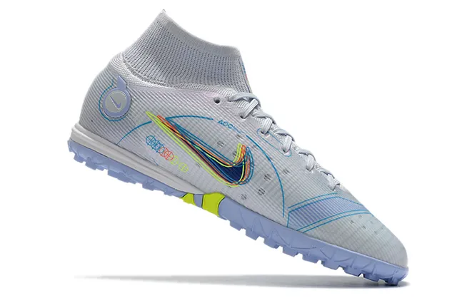 Nike Bleu Orange Collet de chaussette Semelle translucide Chaussures de football turf 2