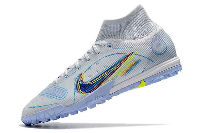 Nike Bleu Orange Collet de chaussette Semelle translucide Chaussures de football turf 3