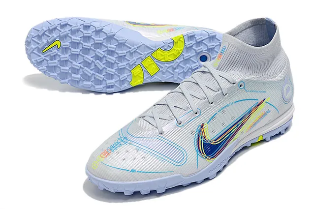 Nike Bleu Orange Collet de chaussette Semelle translucide Chaussures de football turf 4