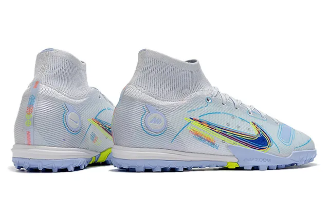 Nike Bleu Orange Collet de chaussette Semelle translucide Chaussures de football turf 5