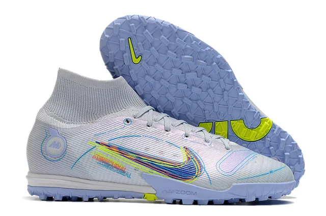 Nike Bleu Orange Collet de chaussette Semelle translucide Chaussures de football turf 6