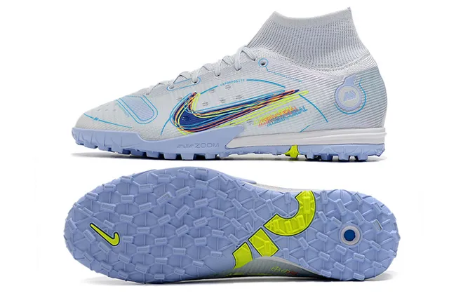 Nike Bleu Orange Collet de chaussette Semelle translucide Chaussures de football turf 7