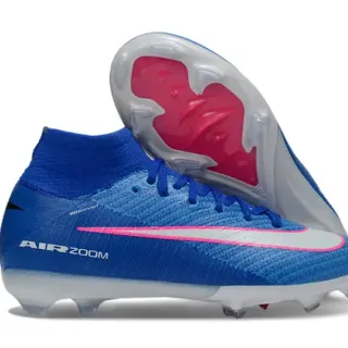 Nike নীল গোলাপি হাই-কাট নিট আপার সক-ফিট কলার ফার্ম-গ্রাউন্ড সকার জুতো