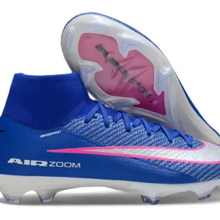 Nike Blue Pink High-Cut Sock-Fit Collar Knit Upper Firm-Ground Soccer Shoes