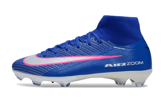Nike Blue Pink High-Cut Sock-Fit Collar Knit Upper Firm-Ground Soccer Shoes 7