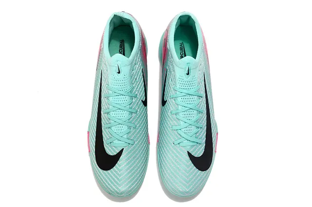Nike Blue Pink Low-Cut Knit Upper Conical Studs Firm-Ground Soccer Shoes 2