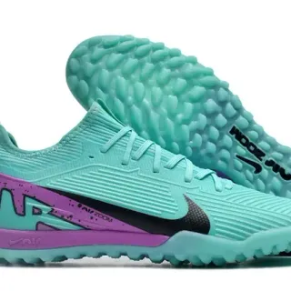 Nike Blue Purple Knit Upper Conical Studs Turf Soccer Shoes