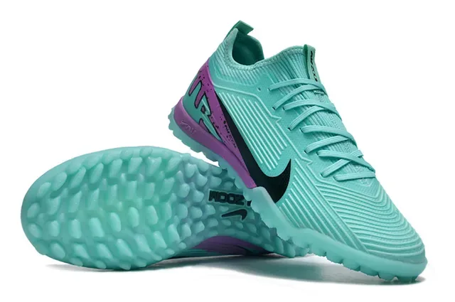 Nike Blue Purple Knit Upper Conical Studs Turf Soccer Shoes 3