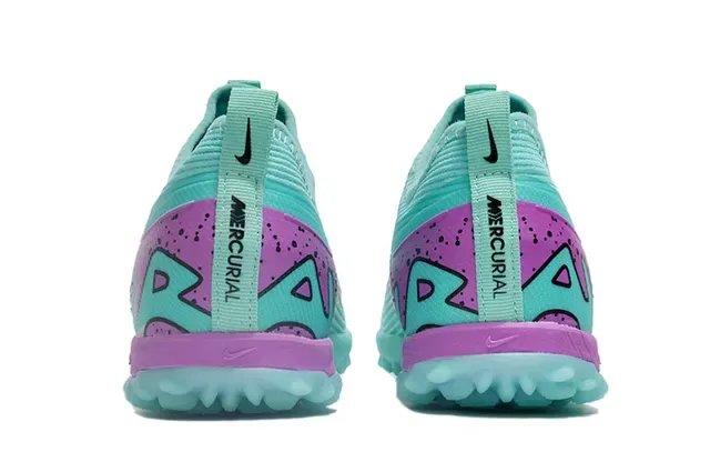 Nike Blue Purple Knit Upper Conical Studs Turf Soccer Shoes 4