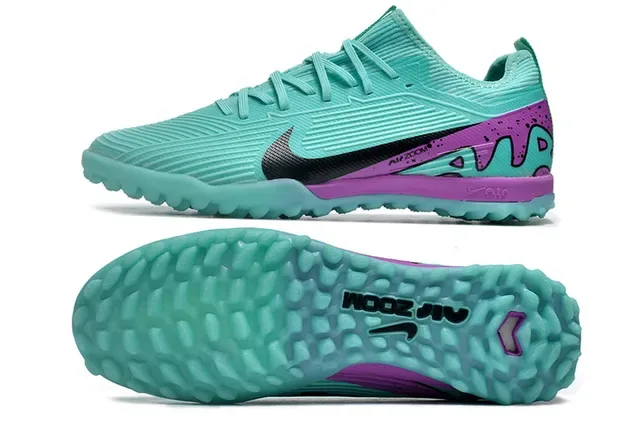Nike Blue Purple Knit Upper Conical Studs Turf Soccer Shoes 5
