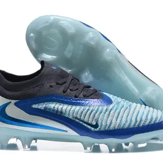 Nike Blue Transparent Knit Upper Asymmetrical Lacing Firm-Ground Soccer Shoes
