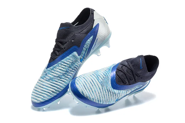 Nike Blue Transparent Knit Upper Asymmetrical Lacing Firm-Ground Soccer Shoes 2