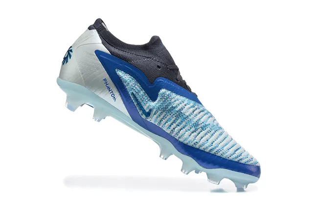 Nike Blue Transparent Knit Upper Asymmetrical Lacing Firm-Ground Soccer Shoes 3