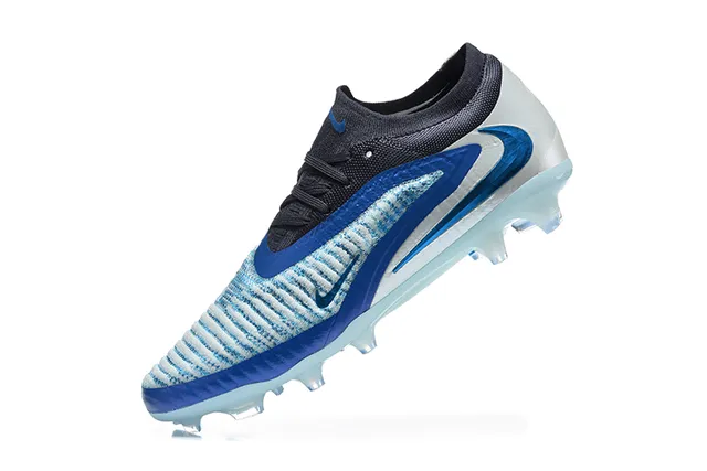 Nike Blue Transparent Knit Upper Asymmetrical Lacing Firm-Ground Soccer Shoes 4