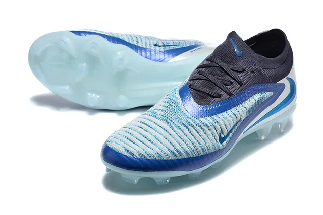 Nike Blue Transparent Knit Upper Asymmetrical Lacing Firm-Ground Soccer Shoes 6