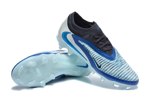 Nike Blue Transparent Knit Upper Asymmetrical Lacing Firm-Ground Soccer Shoes 7