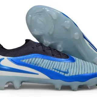 Nike أحذية كرة القدم أزرق أبيض knit upper integrated cage overlay firm ground