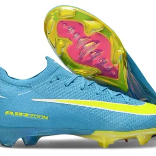 Nike Blue Yellow Knit Upper Transparent Heel Plate Firm-Ground Soccer Shoes