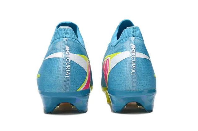 Nike Blue Yellow Knit Upper Transparent Heel Plate Firm-Ground Soccer Shoes 4