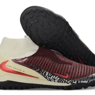 Nike Sapatos de futebol turf com upper de malha ajustável ao tornozelo baixo collar de tornozelo burdeos bege